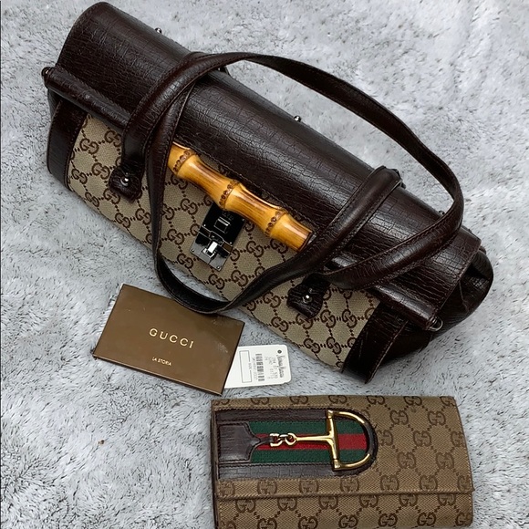 GUCCI Monogram GG Bamboo Bullet Bag - Picture 1 of 8
